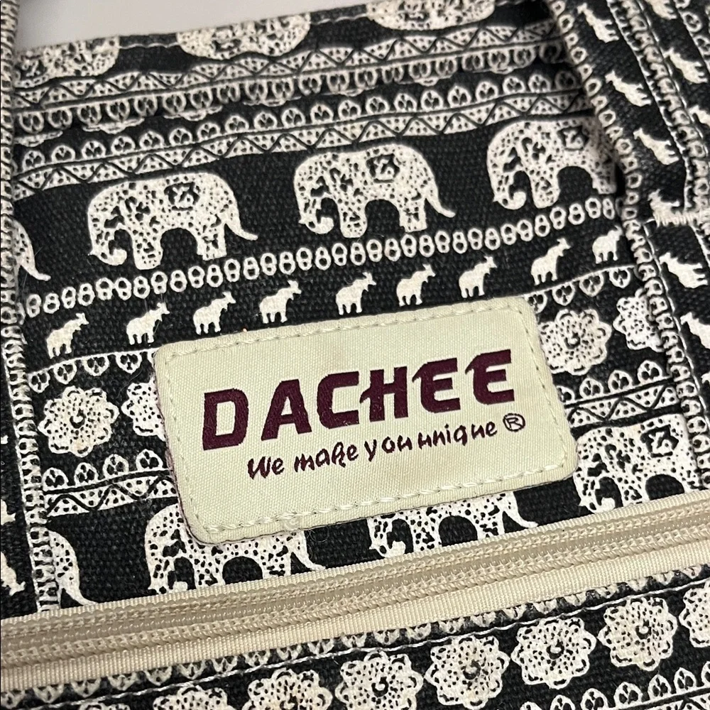 Dachee Black / White Elephant Print Laptop Bag w/ strap